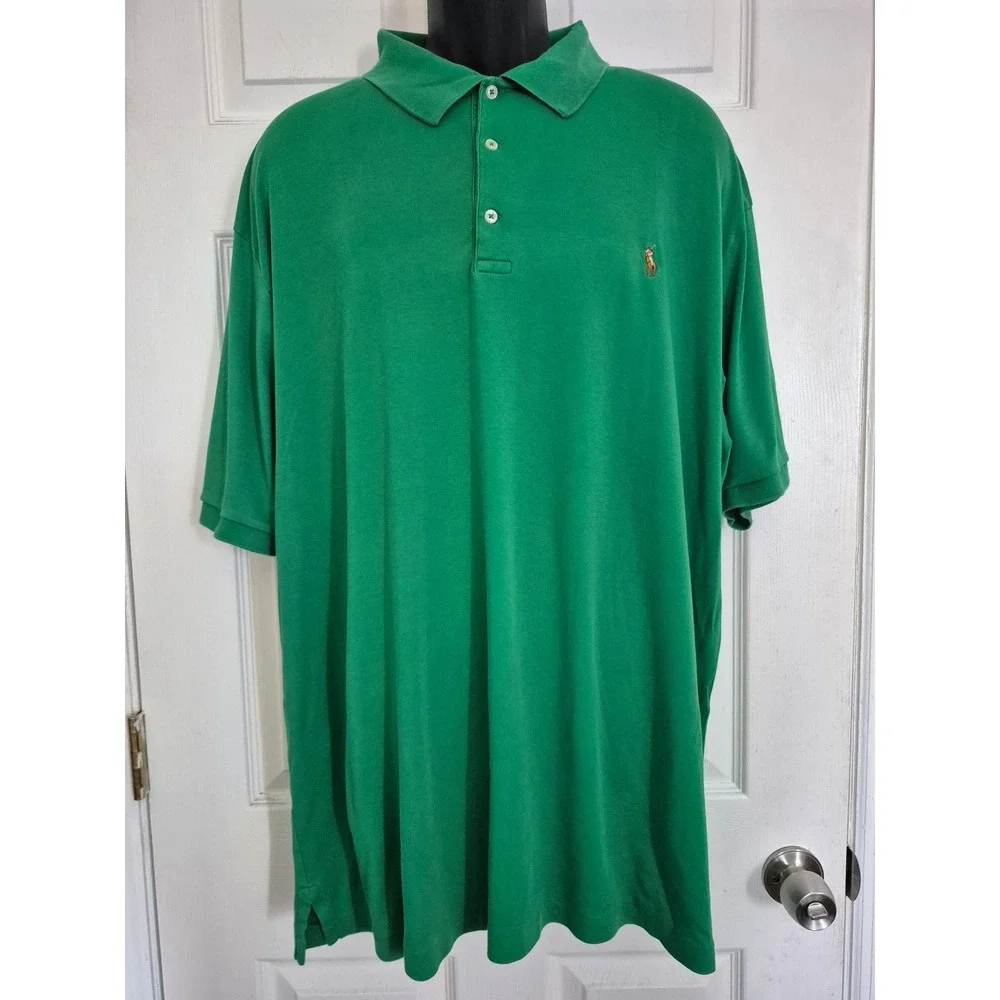 Polo Ralph Lauren Green Cotton Short Sleeve Polo Shirt Mens 2XLT Flesh Pony